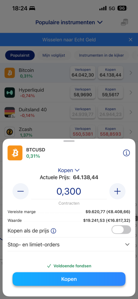 Plus500 orderpaneel