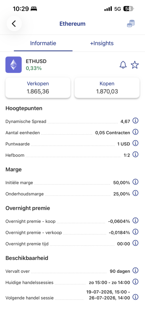Plus500 order info paneel