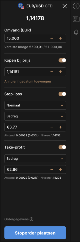Gebruik het ordervenster van Capital.com om eenvoudig een order te plaatsen