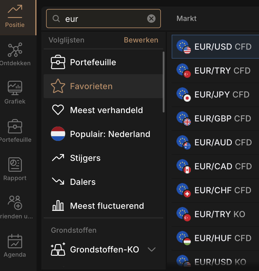 Maak gebruik van de handige zoekfunctie van Capital.com's Web Trading Platform